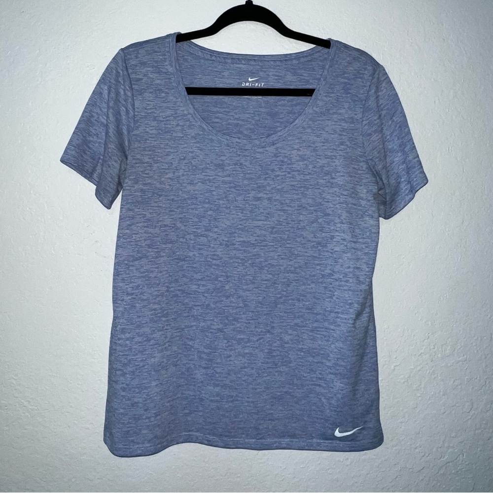 Nike Dri Fit Blue Women’s Short‎ Sleeved Athletic Shirt Size Medium Swoosh Logo